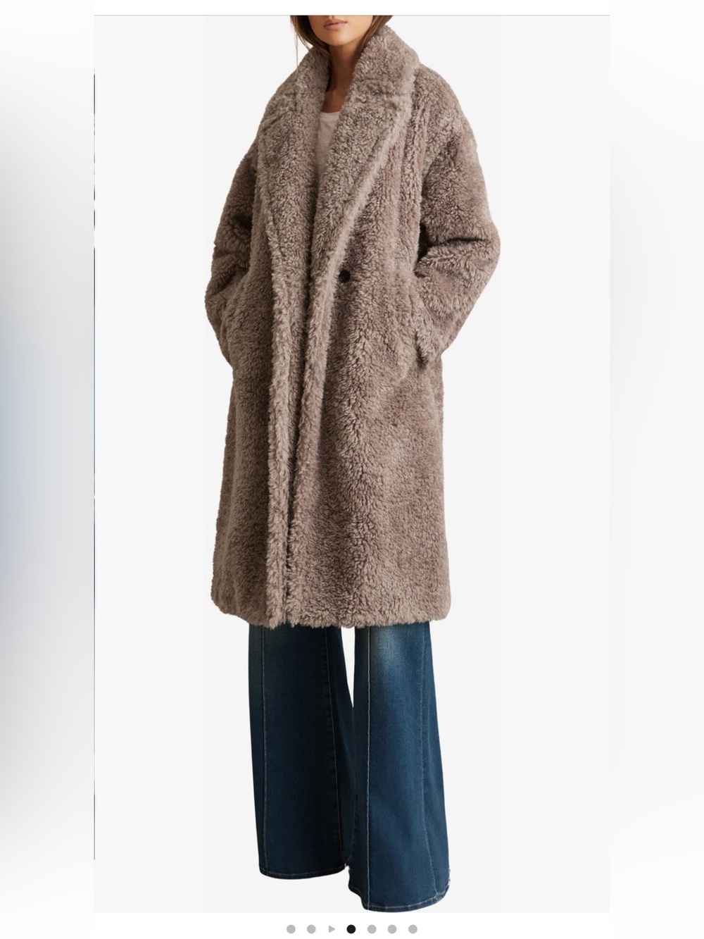 Reiss Darla Faux Fur Coat trench jacket mink neutral color women’s small NWT - Picture 3 of 5